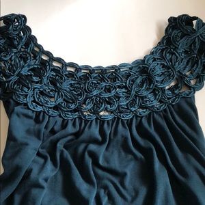 Dark Teal Satin Neckline Dress 2X